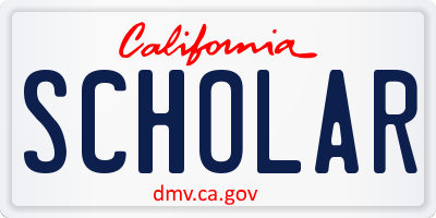 CA license plate SCHOLAR