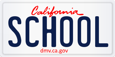 CA license plate SCHOOL