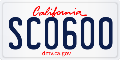 CA license plate SCO600