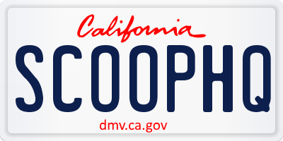 CA license plate SCOOPHQ