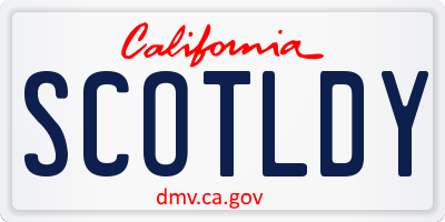 CA license plate SCOTLDY