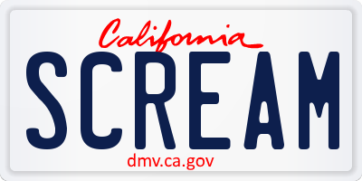 CA license plate SCREAM