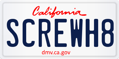 CA license plate SCREWH8