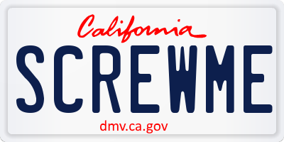 CA license plate SCREWME