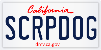 CA license plate SCRPDOG