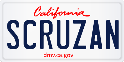 CA license plate SCRUZAN