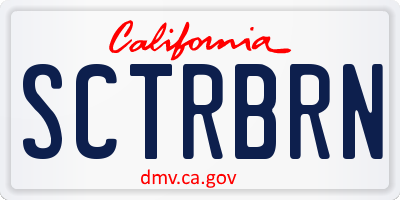 CA license plate SCTRBRN