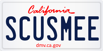 CA license plate SCUSMEE