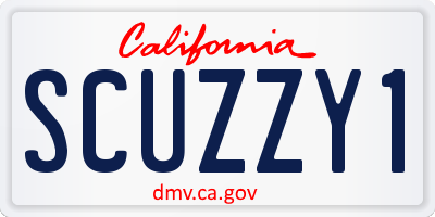 CA license plate SCUZZY1