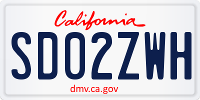 CA license plate SD02ZWH