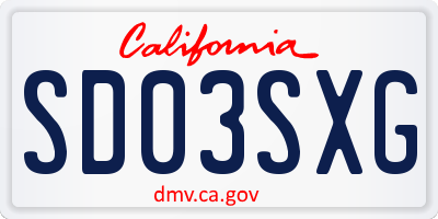 CA license plate SD03SXG