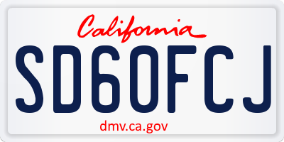 CA license plate SD60FCJ