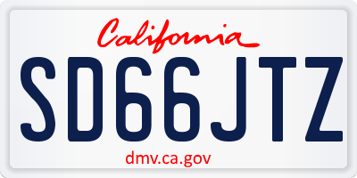 CA license plate SD66JTZ