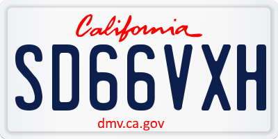 CA license plate SD66VXH