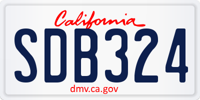 CA license plate SDB324