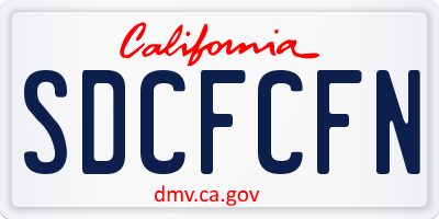 CA license plate SDCFCFN
