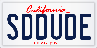 CA license plate SDDUDE