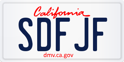 CA license plate SDFJF