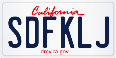 CA license plate SDFKLJ