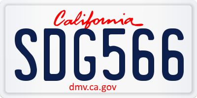 CA license plate SDG566