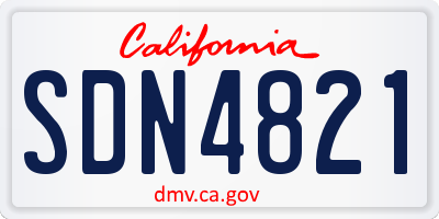 CA license plate SDN4821