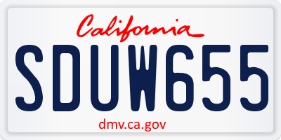 CA license plate SDUW655