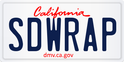 CA license plate SDWRAP