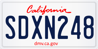 CA license plate SDXN248