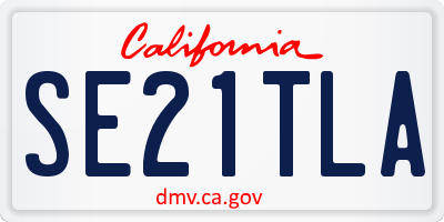 CA license plate SE21TLA