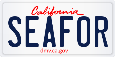 CA license plate SEAFOR