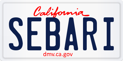 CA license plate SEBARI