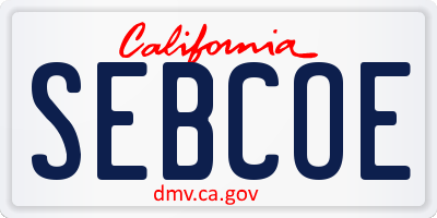 CA license plate SEBCOE