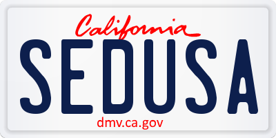 CA license plate SEDUSA