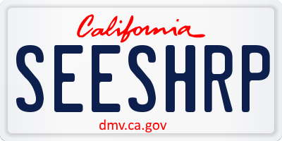 CA license plate SEESHRP