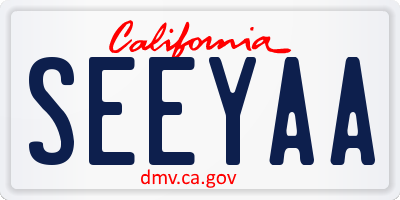 CA license plate SEEYAA