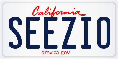 CA license plate SEEZIO