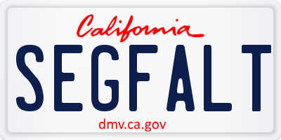 CA license plate SEGFALT