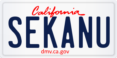 CA license plate SEKANU