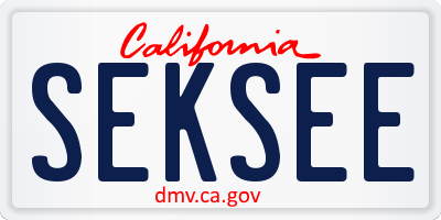 CA license plate SEKSEE