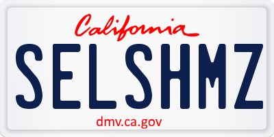 CA license plate SELSHMZ