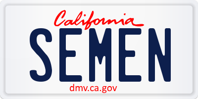 CA license plate SEMEN