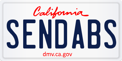 CA license plate SENDABS