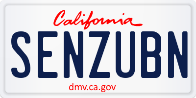 CA license plate SENZUBN