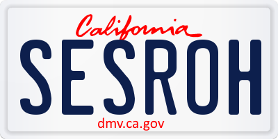 CA license plate SESROH