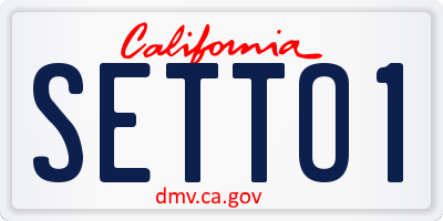 CA license plate SETTO1