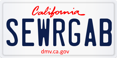 CA license plate SEWRGAB