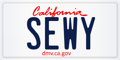 CA license plate SEWY