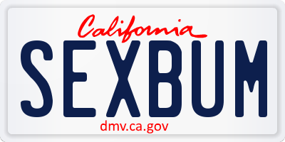 CA license plate SEXBUM