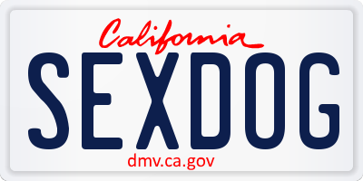 CA license plate SEXDOG