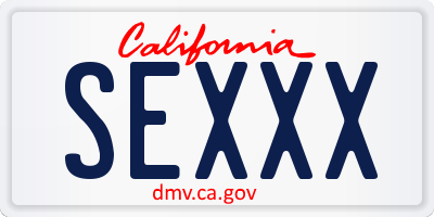 CA license plate SEXXX